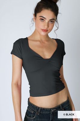 NS8386 Double Twist SS Top-Black