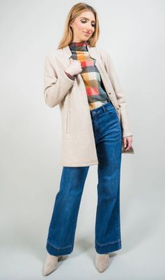 1410-1375 Margaret Notch Lapel Overcoat-Oatmeal