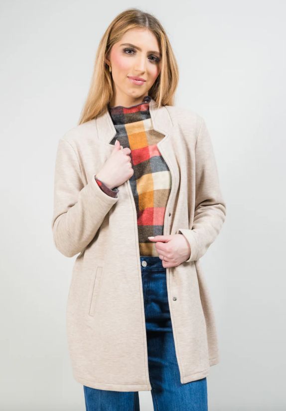 1410-1375 Margaret Notch Lapel Overcoat-Oatmeal