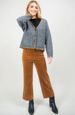 1401-1366 Sierra Ribbon Weave Cardigan-Heather Gry