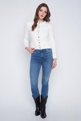 2523030 Rhinestone Cardigan-Ivory