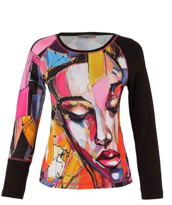 75620 &quot;Baisti&quot; Pullover Top-Fuchsia Pink/Black