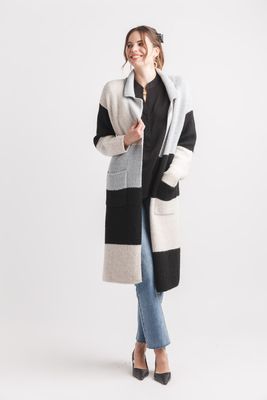 JT-19709 Colorblock Coatigan-Grey