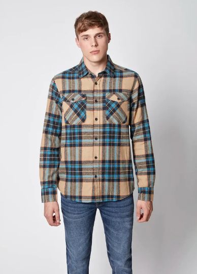 145242 Men's L/S Cotton Shirt-Camel