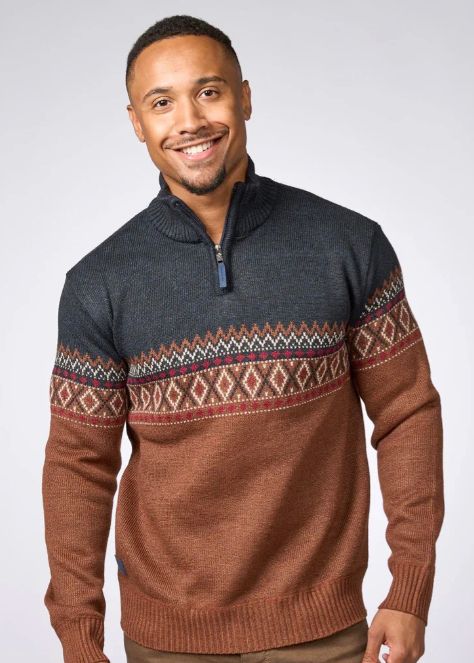 8630 PZ Half Zipped Sweater-Rust
