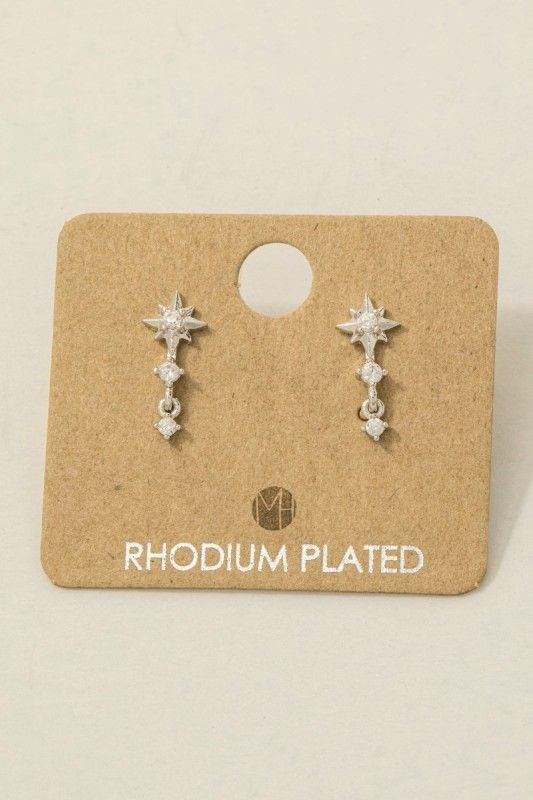 KE6606 Mini Star Layered Drop Earrings-Silver