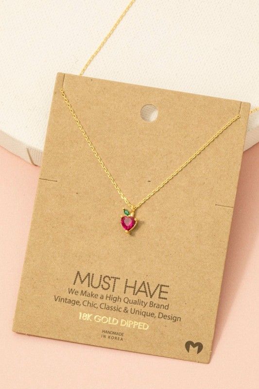 NN5694 Strawberry Heart Necklace-Gold