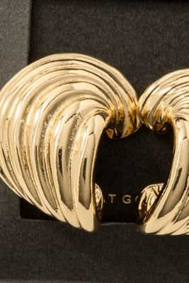 SB420177 Spiral Stud Drop Earrings-Gold