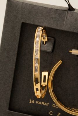 SB808318 Pave Hoop Earrings-Gold