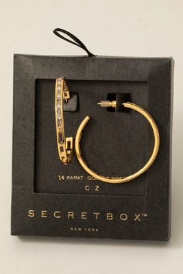 SB808318 Pave Hoop Earrings-Gold