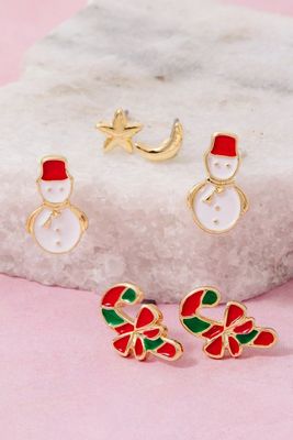 SB111841 Christmas Stud Earrings-Gold