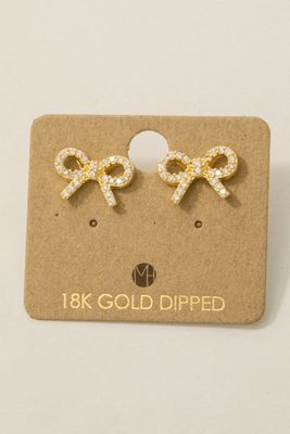 KE8456 Ribbon Bow Stud Earrings-Gold
