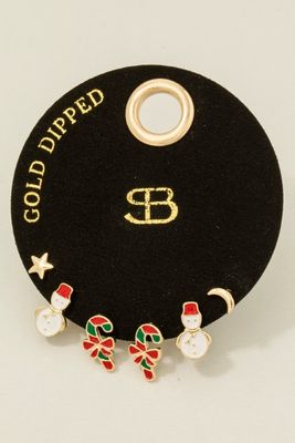 SB111841 Christmas Stud Earrings-Gold