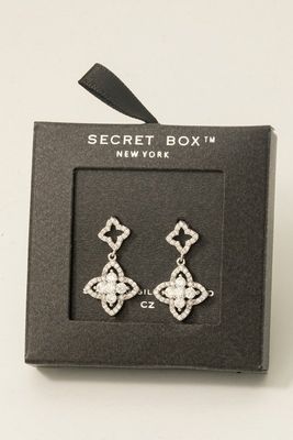 SB804445 Double Clover Stud Dangle Earrings-W Gold