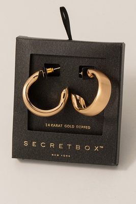 SB110777 Beveled Hoop Earrings-Gold