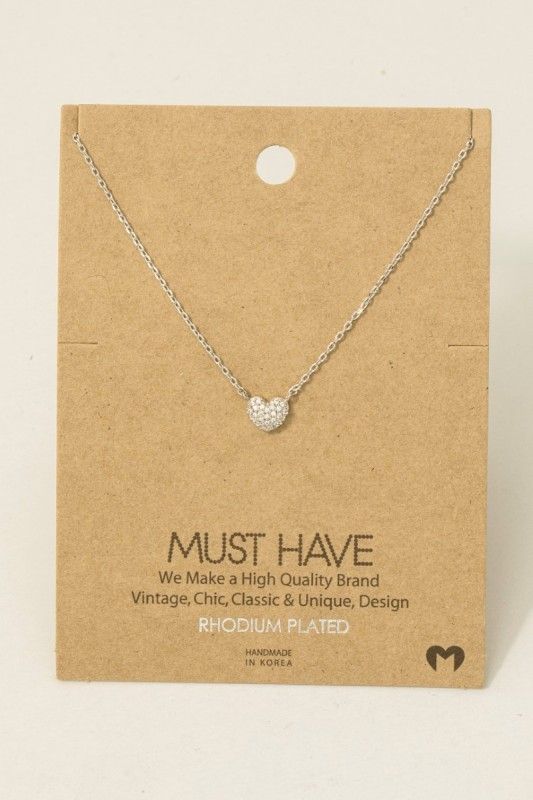 NN8314 Pave Mini Heart Necklace-Silver