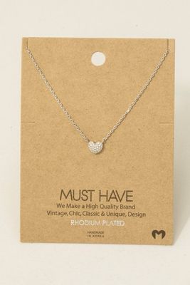 NN8314 Pave Mini Heart Necklace-Silver