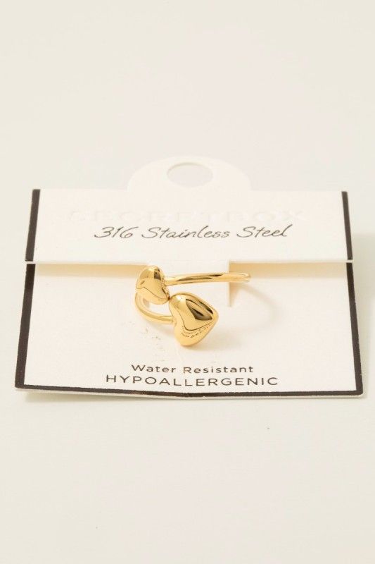 HTR1197 Double Heart Open Band Ring-Gold