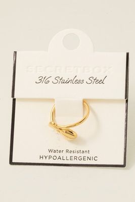 HTR1197 Double Heart Open Band Ring-Gold