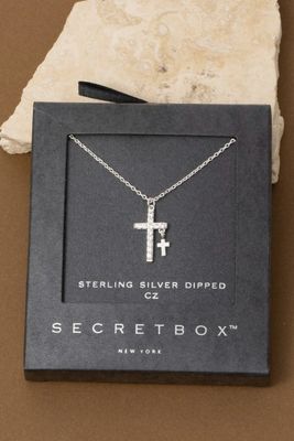 SB90021 Cross Pendant Necklace-White Gold