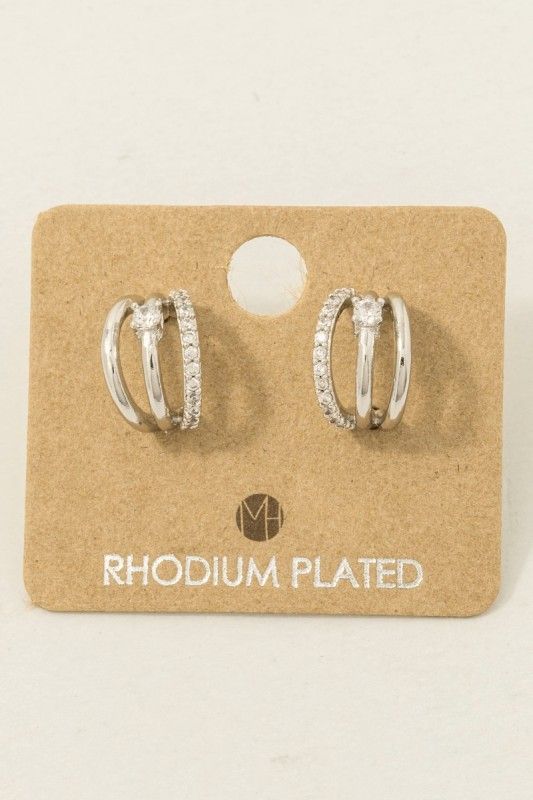 KE6642 Hoop Huggie Earrings-Silver