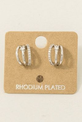 KE6642 Hoop Huggie Earrings-Silver