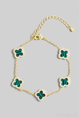 MB6209 Clover Chain Bracelet-Green/Gold