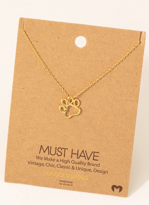 NN8305 Paw Pendant Necklace-Gold