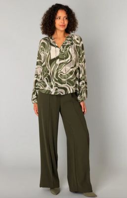 Carmen Blouse-Army Green/Ivory