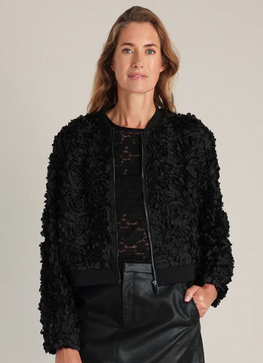 Dora Floral Jacket-Black