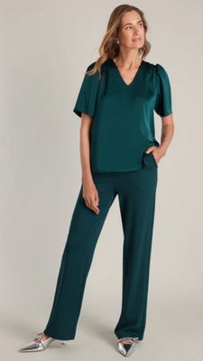Pippa Essential Blouse-Teal Green