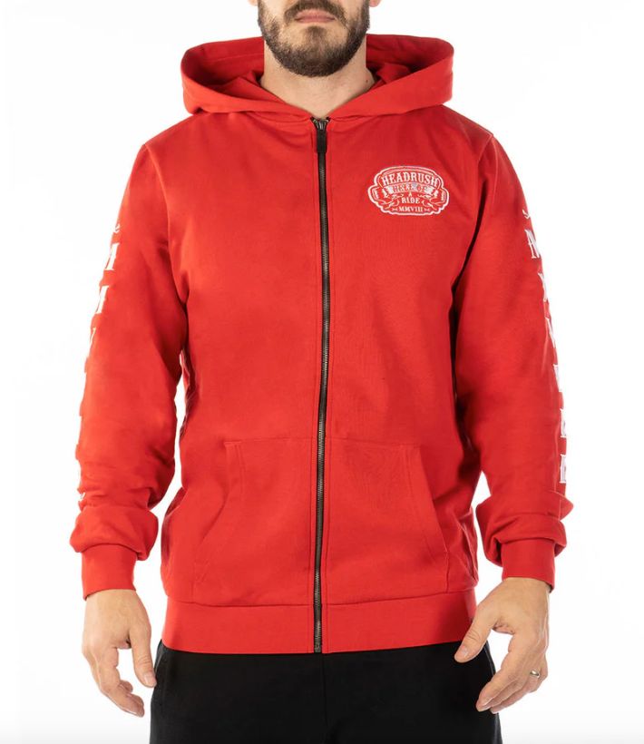 B013 Biker Wings Zip Up Hoodie-Red