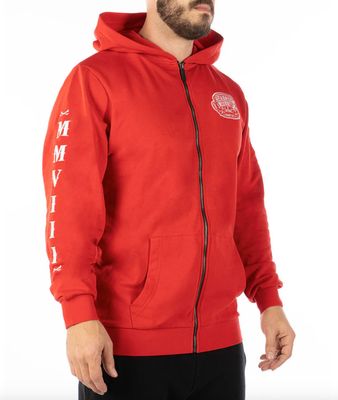 B013 Biker Wings Zip Up Hoodie-Red