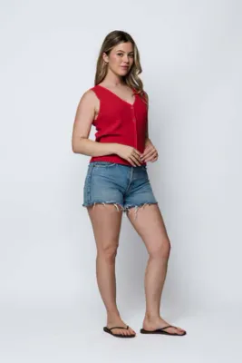 Ava Soft Rib Sweater Vest-Crimson