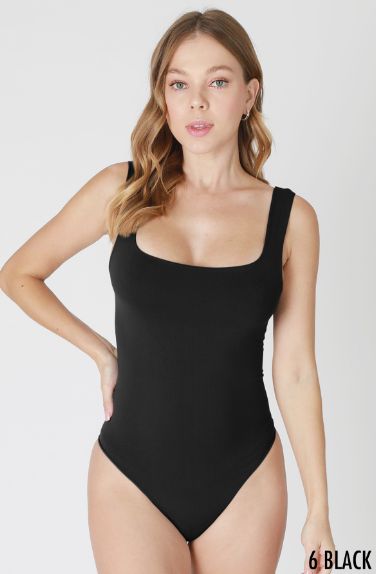 NS8262 Square Neck Bodysuit-Black