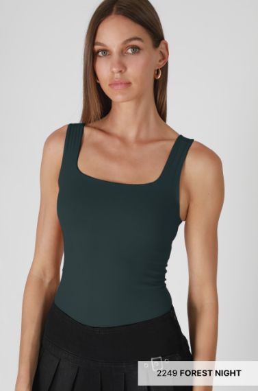 NS8262 Square Neck Bodysuit-Forest Night