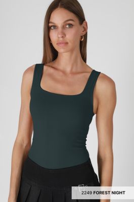 NS8262 Square Neck Bodysuit-Forest Night