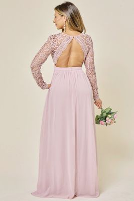 MF26420 Scallop Lace Maxi Dress-Mauve
