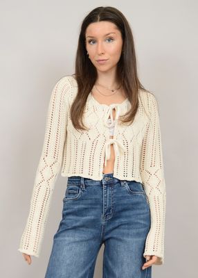 Konosha L/S Crew Neck Cardigan-Creamery