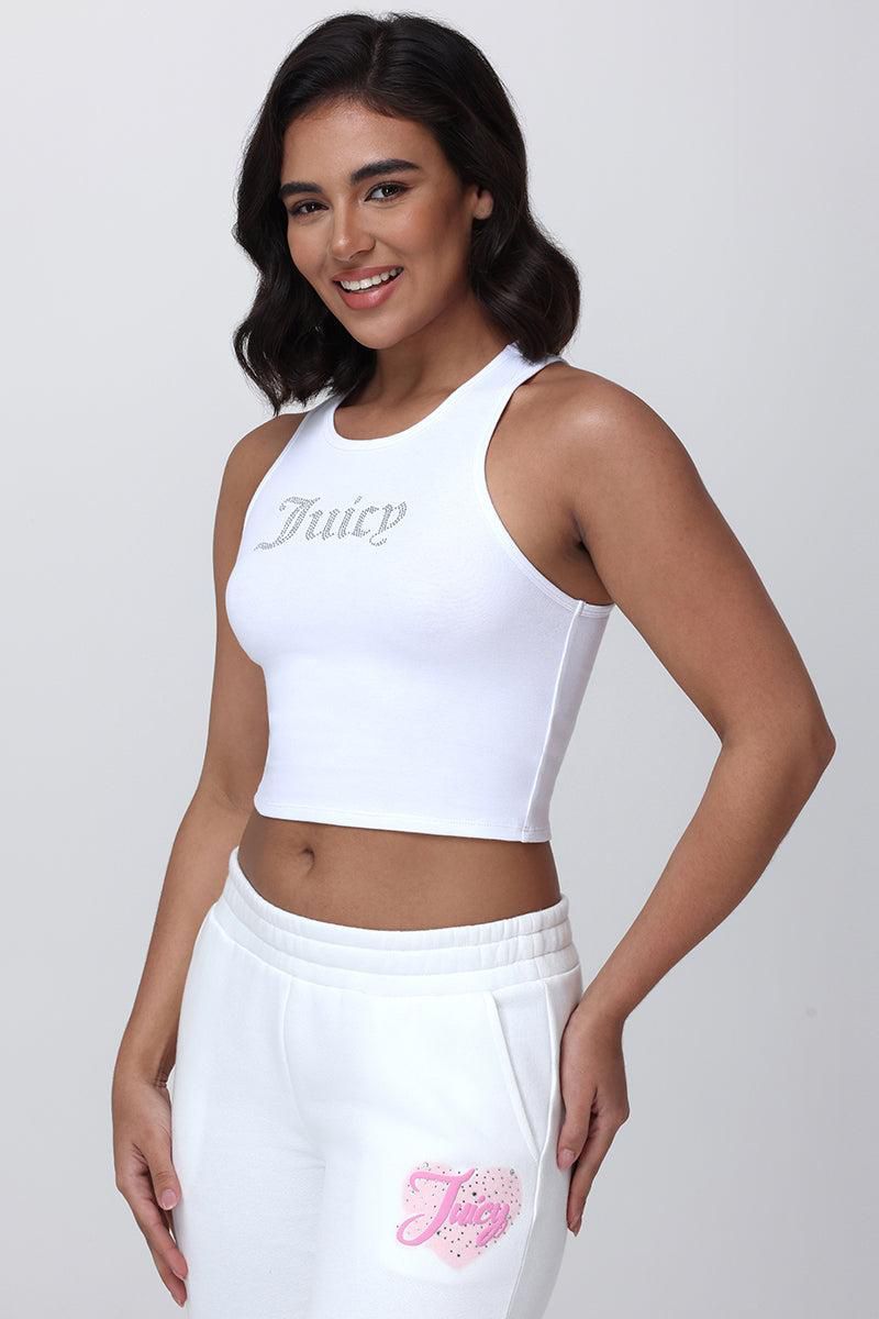 110046525 High Neck Crop Tank-Bleached White