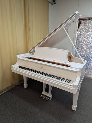 White Steinway Model L Grand Piano | New 2025 Action Parts | 10-Year Parts Warranty
