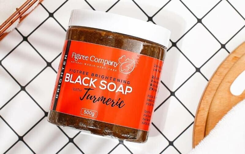 FIGTREE BRIGHTENING BLACK SOAP WITH TURMERIC  (500G)