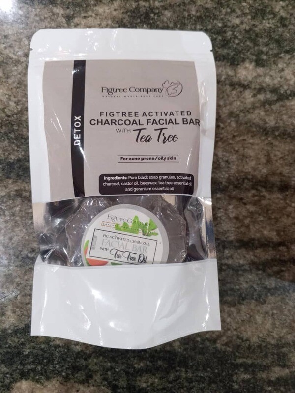 FIGTREE ACTIVATED CHARCOAL FACIAL BAR WITH TEA TREE OIL FOR ACNE PRONE/OILY SKIN (SINGLE)