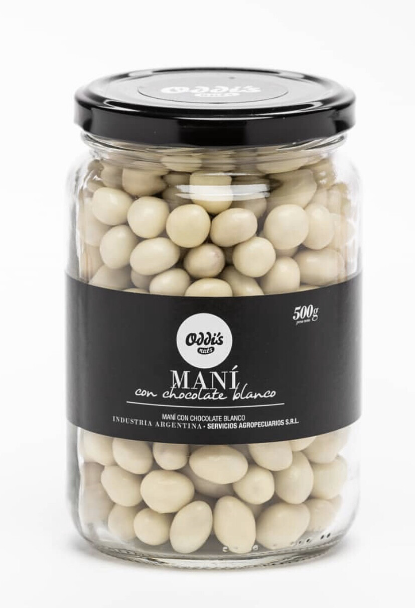 Maní con chócate blanco x 500 grs