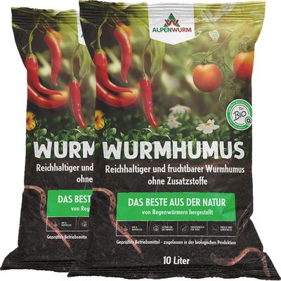 Wurmhumus / Wurmkompost - 20L | 100% natürlicher organischer Dünger