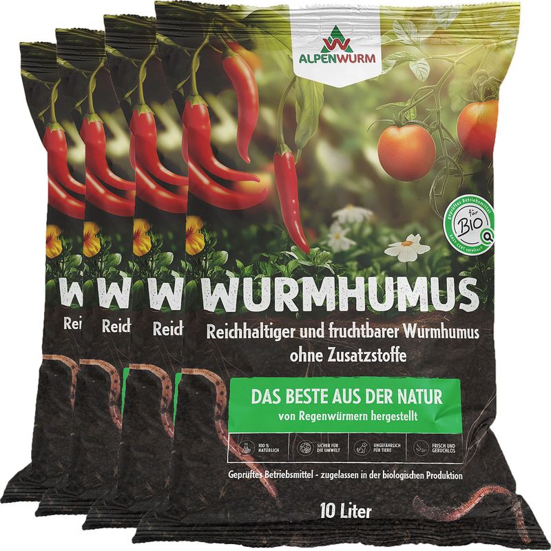 Wurmhumus / Wurmkompost - 40L | 100% natürlicher organischer Dünger