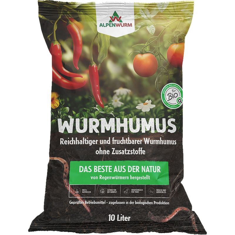 Wurmhumus / Wurmkompost - 10L | 100% natürlicher organischer Dünger