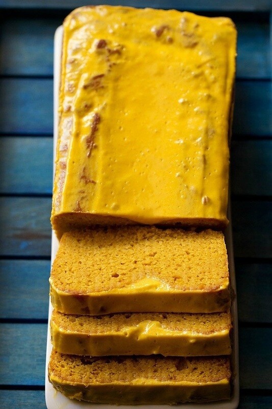 Chec cu mango, cu glazura de mousse de mango