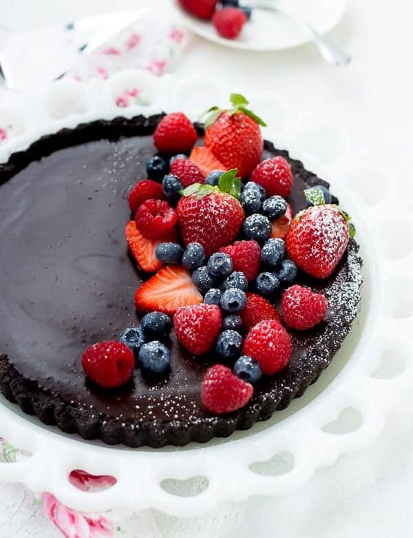 Tarta cu ciocolata si mix de fructe