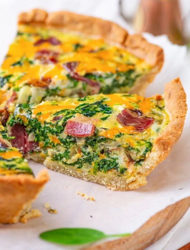 Quiche cu spanac si bacon keto  si low-carb